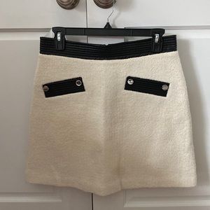 Maje Cream Boucle A-line Skirt